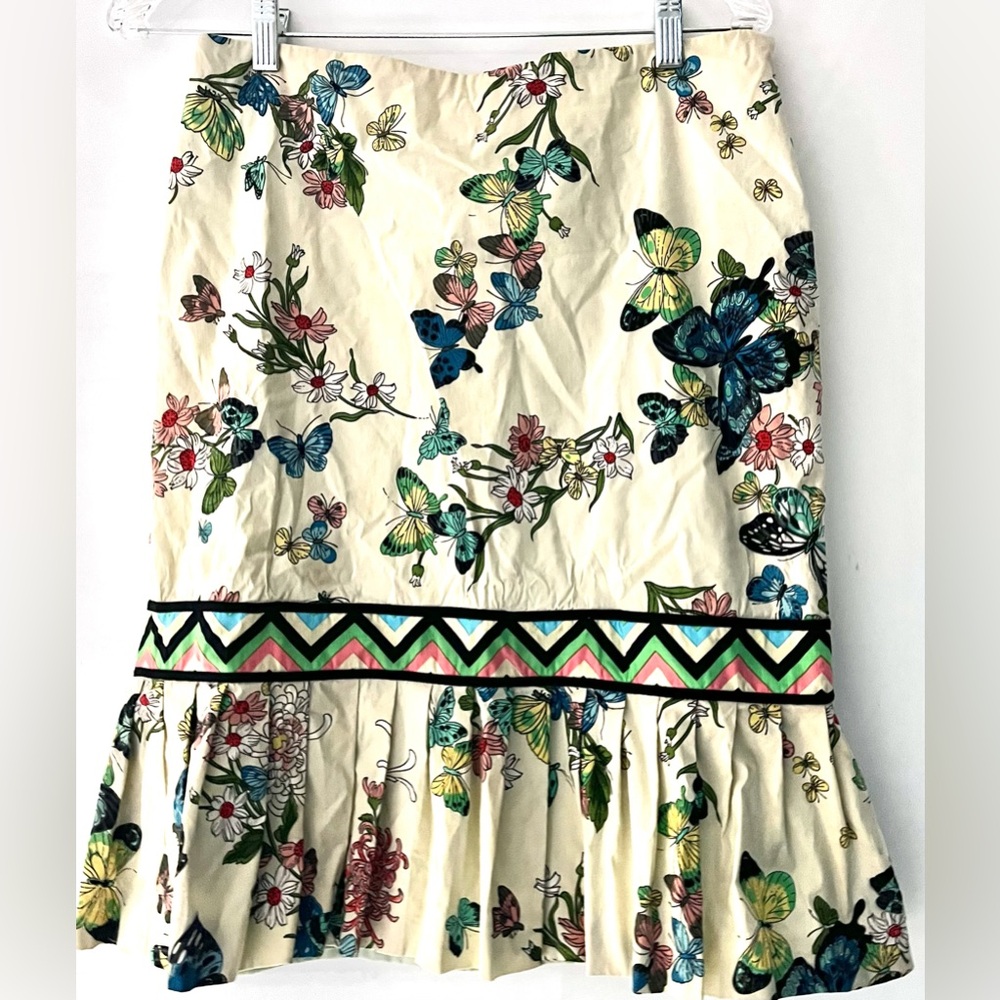 Tibi Tulip Butterfly Print Cotton Skirt